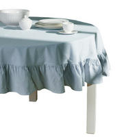 TISCHDECKE Falbines - Hellblau, Textil (160cm) - home&you