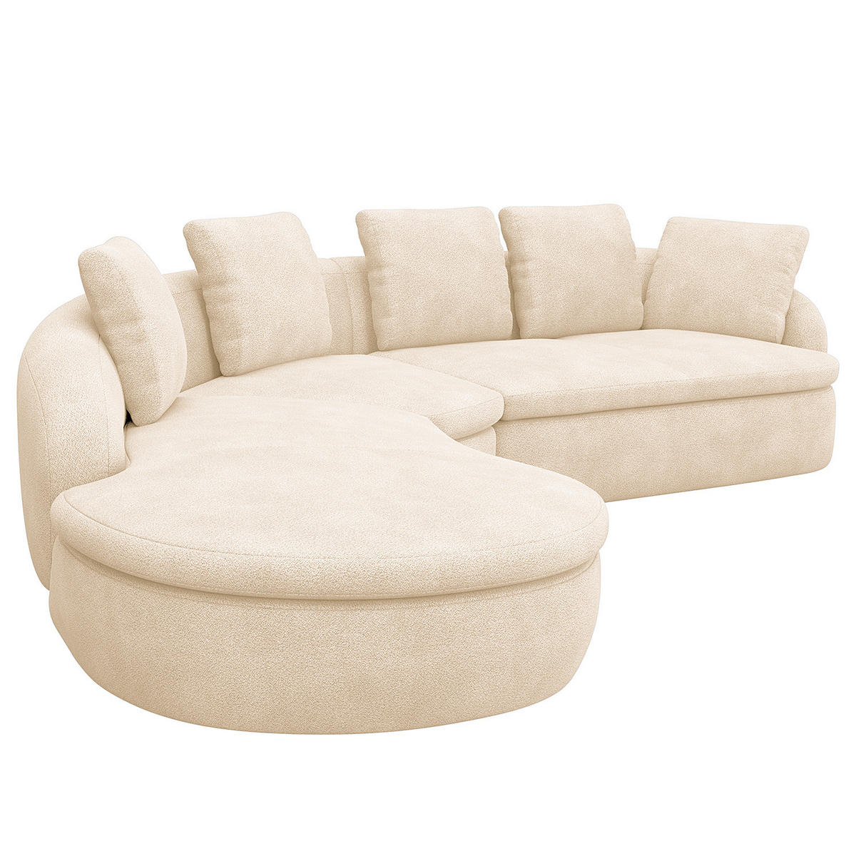 ECKSOFA mit Rundecke - Beige/Schwarz, Kunststoff/Textil (340/225cm) - home24