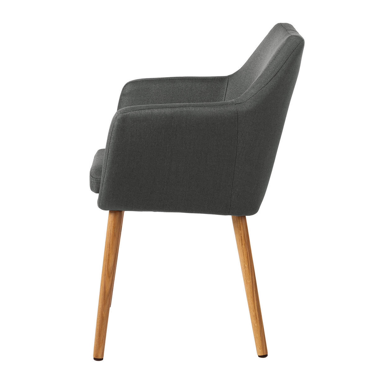 ARMLEHNENSTUHL - Eiche massiv - gepolsterte Sitzschale - abnehmbaren Sitzkizzen - Eichefarben/Dunkelgrau, Eichenholz/Holz (58/84/58cm) - home24