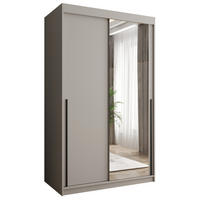 SCHIEBETÜRENSCHRANK mit Spiegel 120 cm Breite Kaschmir mit schwarzem Griff - Kaschmir/Schwarz, Holzwerkstoff (250/200/62cm) - Home Collective