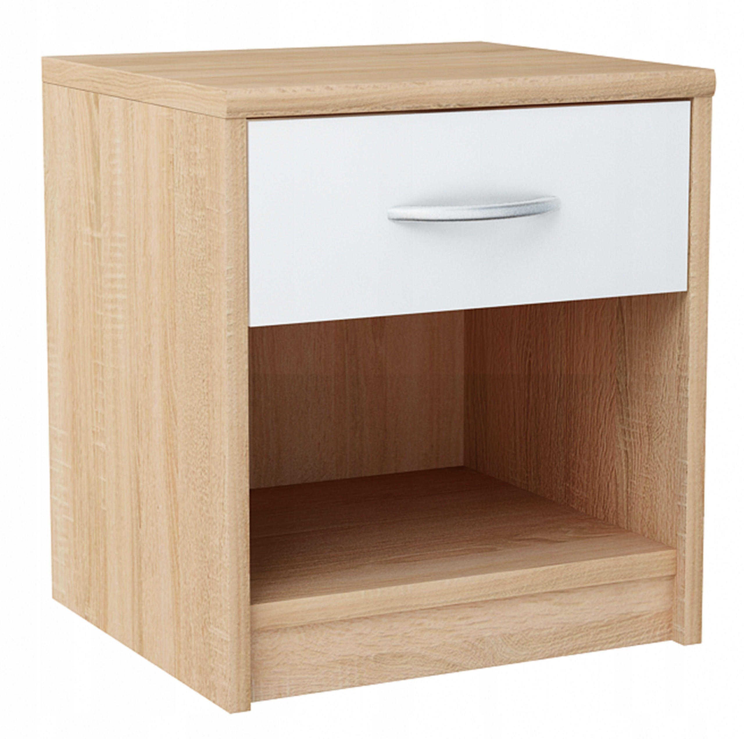 NACHTTISCH 1S Sonoma Eich-Weiß 38,8/35/45 cm mit einem Schubladen - Weiß/Sonoma Eiche, Holzwerkstoff (38.8/45/35cm) - Matkam Möbel