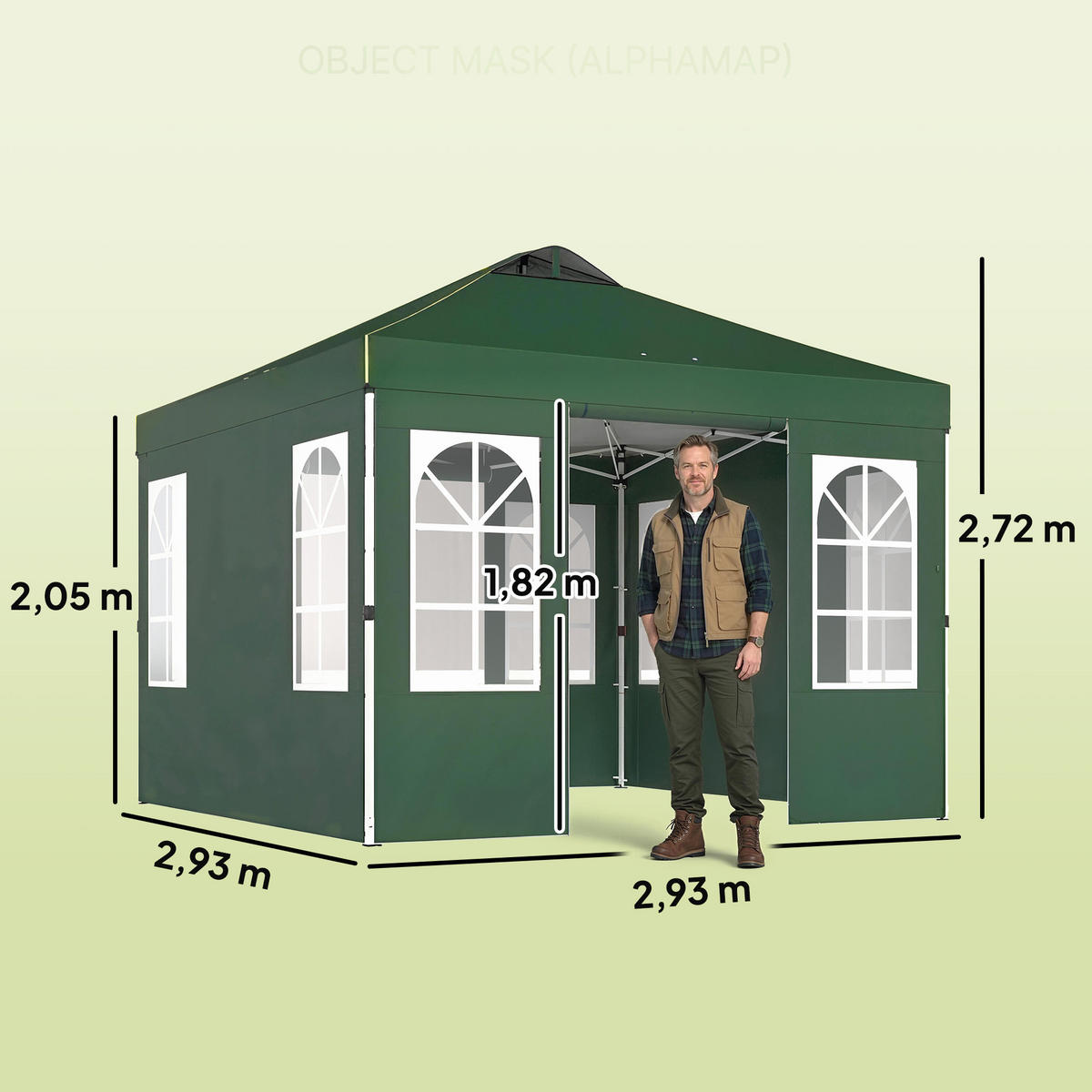 POP-UP-FALTZELT, 3×3m, grün - Dunkelgrün, Textil (293/272/293cm) - Vallsero