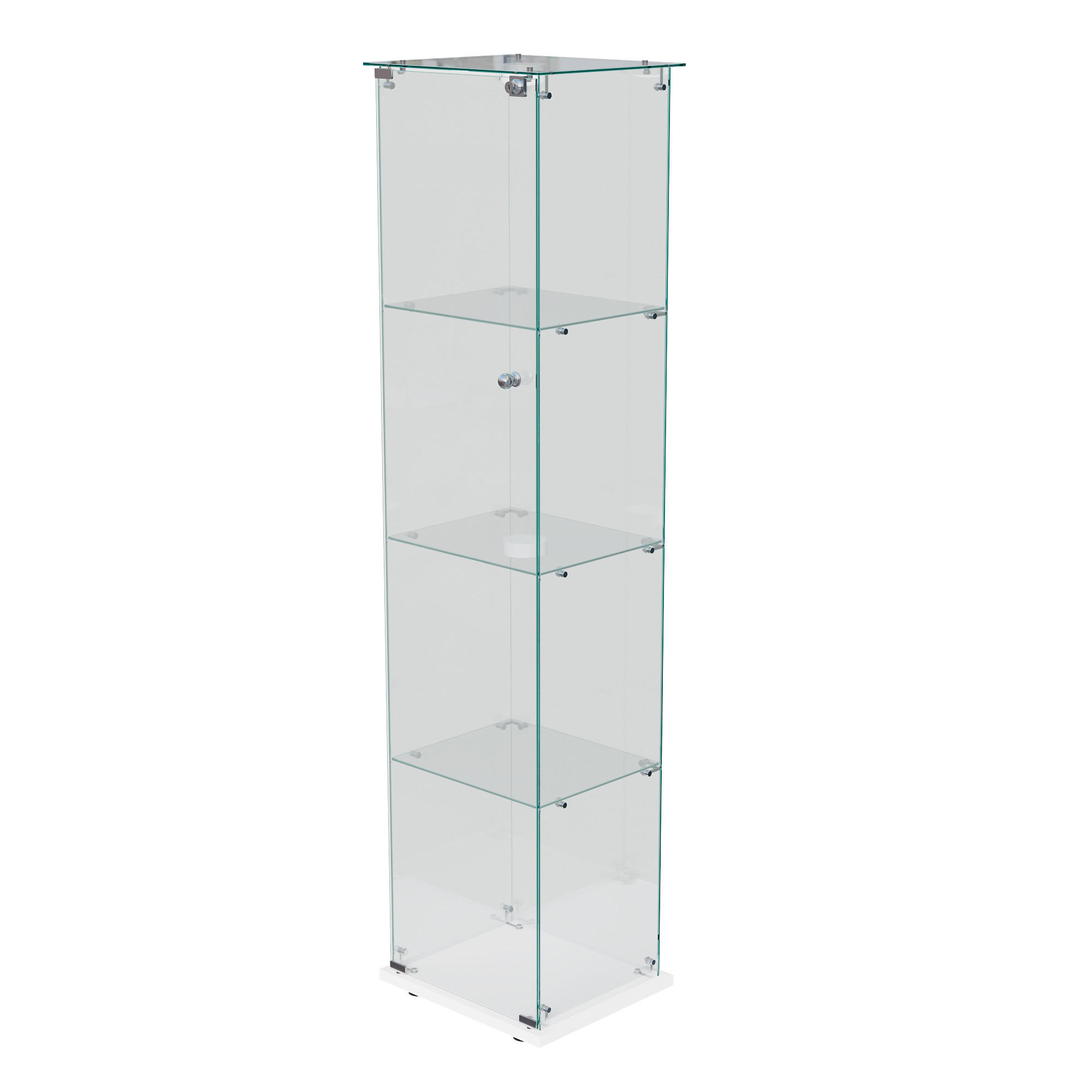 VITRINE 4-stufig mit Doppeltüren, Schwarzrahmen - Schwarz, Glas (78.5/163/35cm) - Joyfair