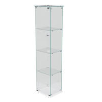 VITRINE 4-stufig mit Doppeltüren, Schwarzrahmen - Schwarz, Glas (78.5/163/35cm) - Joyfair