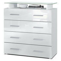 KOMMODE Pavos Weiß Hochglanz - Weiß Hochglanz, Holzwerkstoff (76/81/35cm) - Vladon