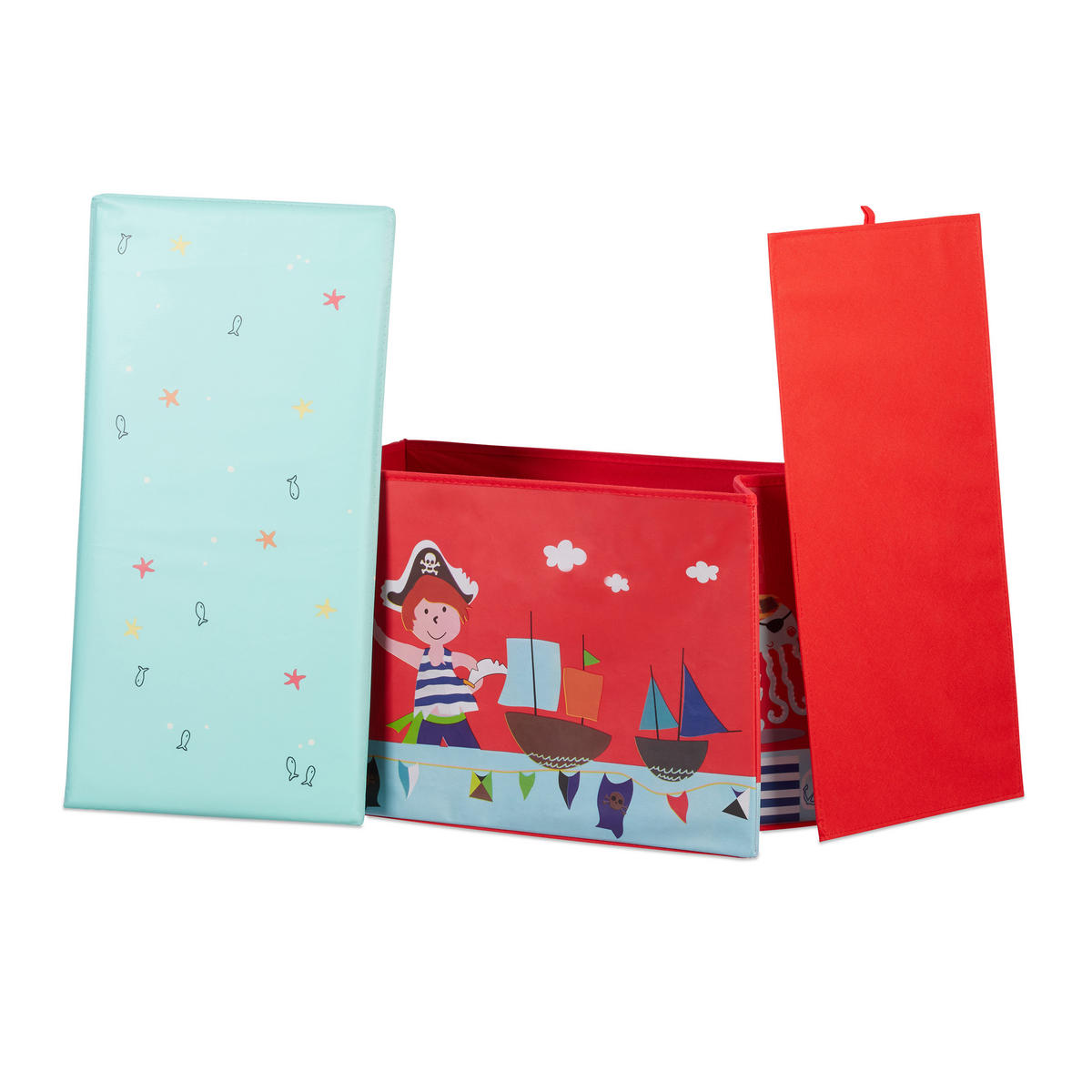 SITZBOX - Multicolor, Holzwerkstoff/Textil (60.5/36/30.5cm) - Relaxdays