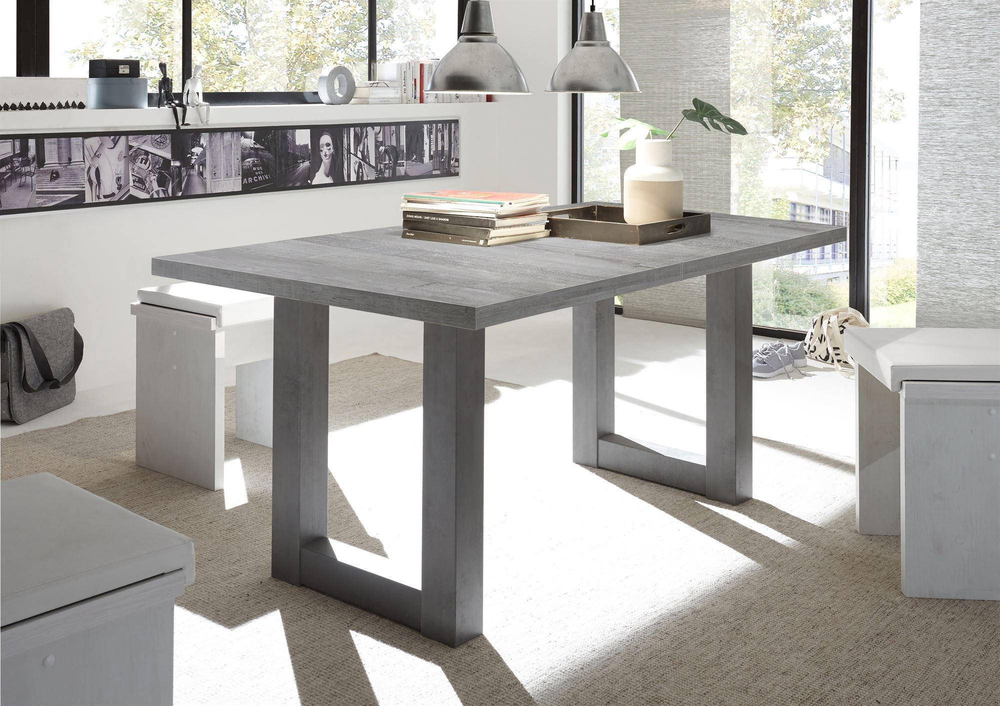 ESSTISCH ausziehbar Eila 3 140 x 90 x 75 Esszimmertisch Graphit/Beton - Hellgrau, Holz (140/90/75cm) - 58aufmkessel