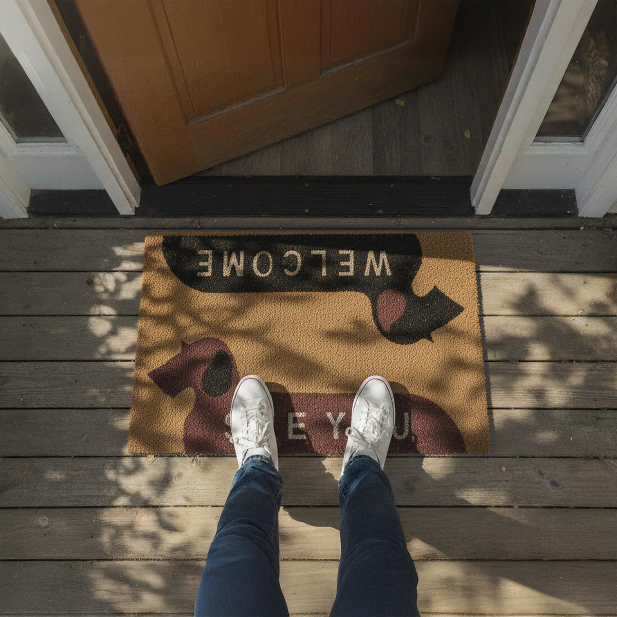 FUSSMATTE - Hellbraun, Kunststoff/Textil (80/50cm) - Relaxdays