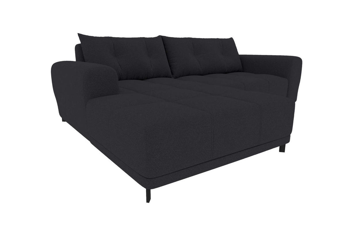 ECKSOFA Massimo Strukturstoff Schwarz inkl. Schlaffunktion Links - Schwarz, Textil/Metall (246/177cm) - 99rooms