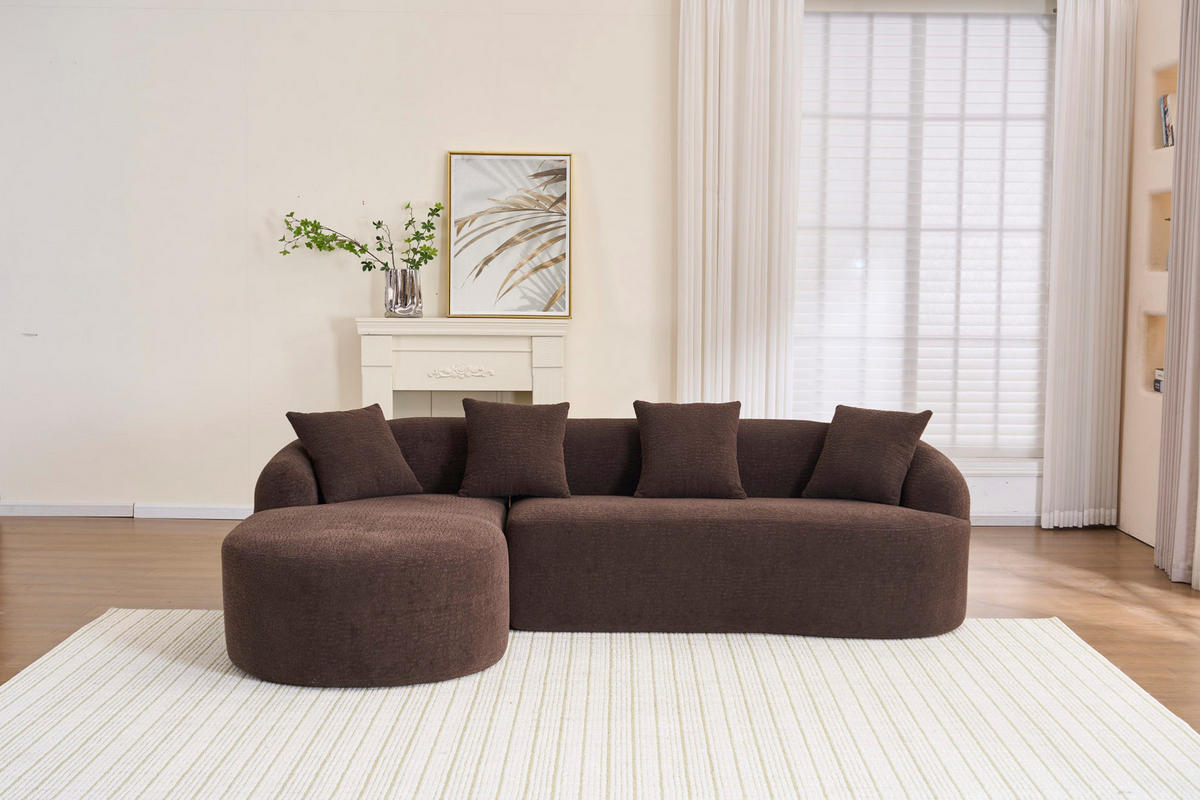 SOFA 3-Sitzer bogenförmig Chenille Braun - Braun, Textil (150/243cm) - Meubliv