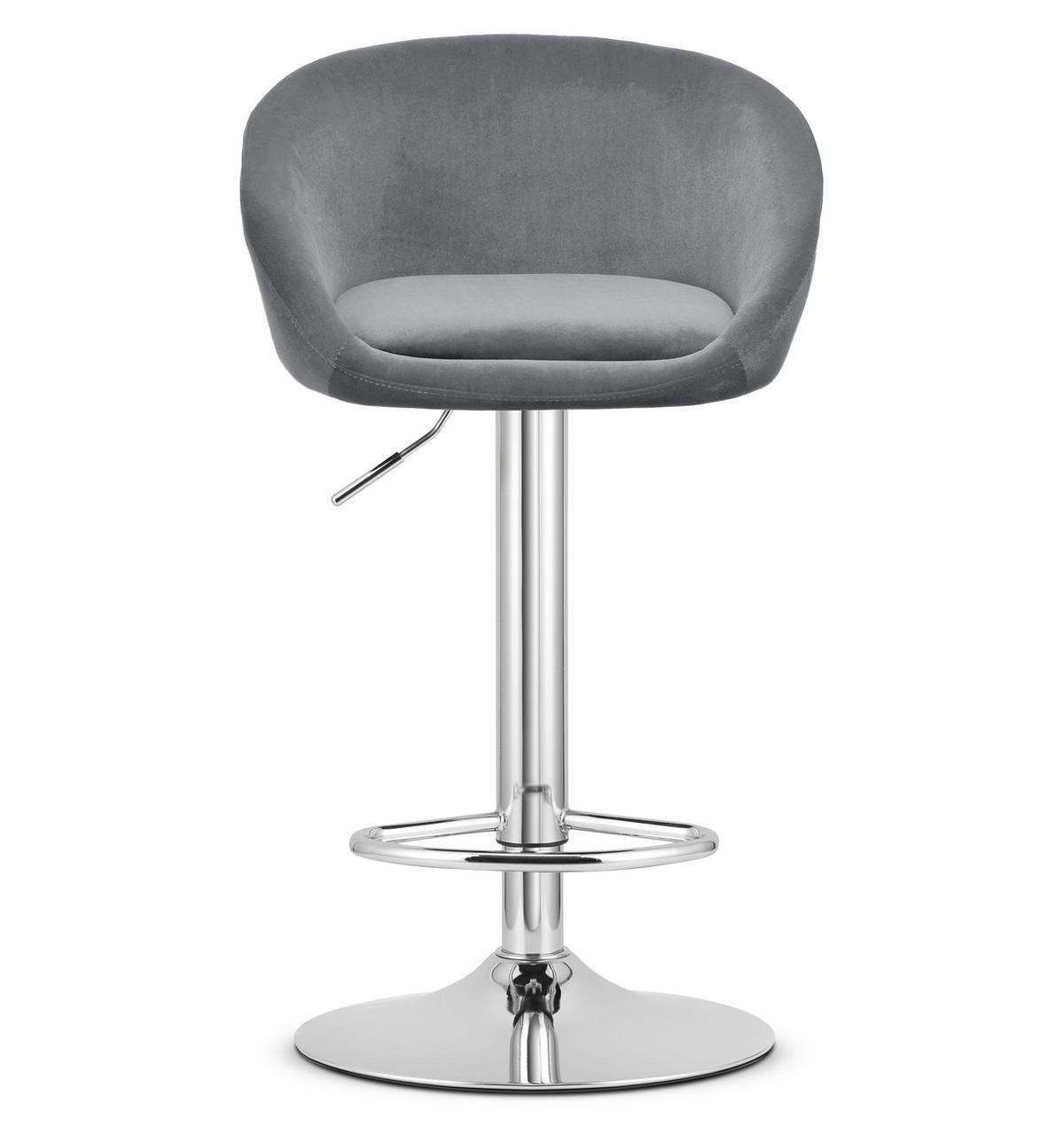 BARHOCKER EAST grauer Sitz, Chrombasis - Grau, Textil (53/103/46cm) - Valora