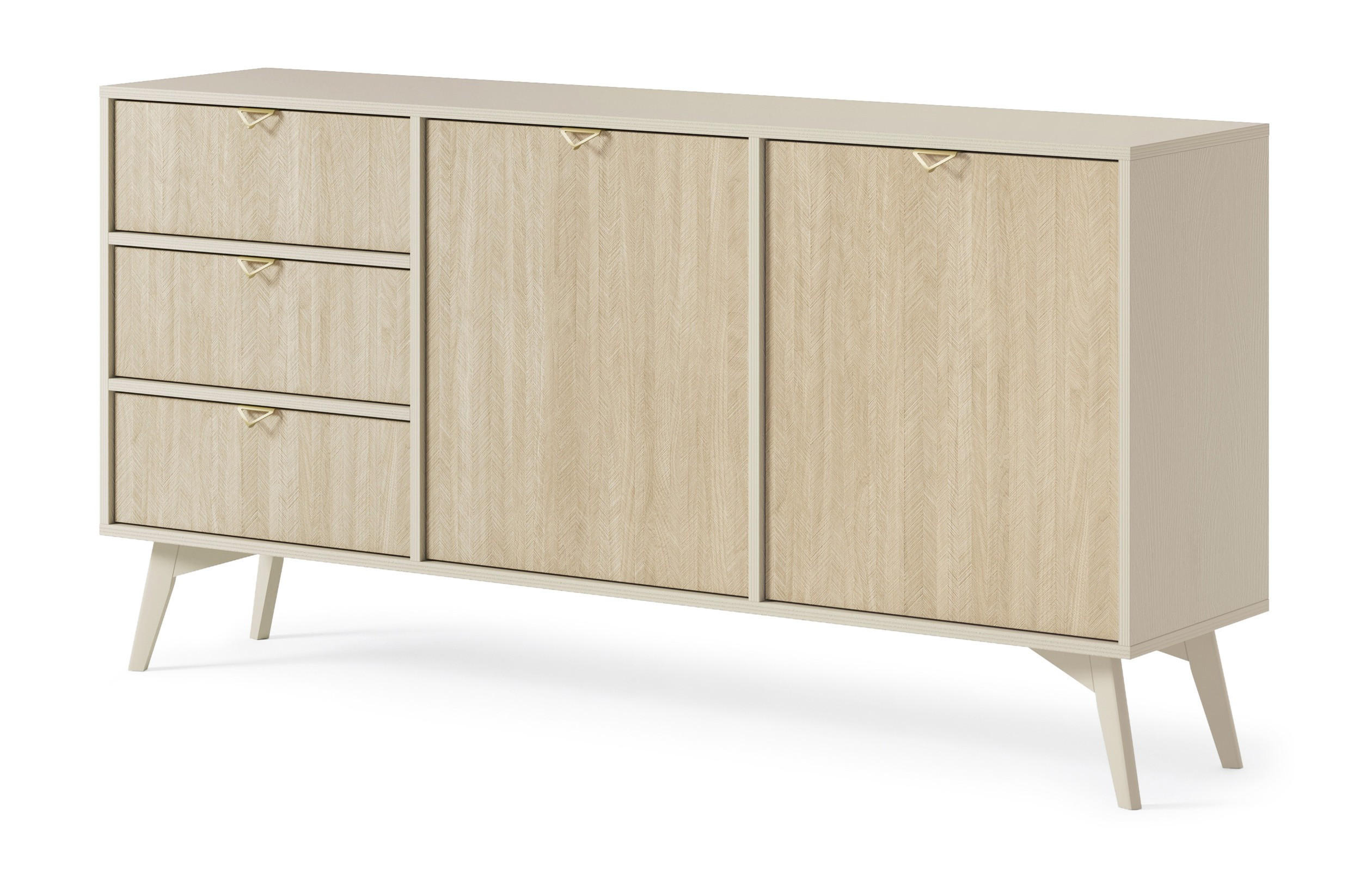 SIDEBOARD Firr, Beige, Kommode mit Schubladen - Beige, Holzwerkstoff (158/80/38cm) - Bettso