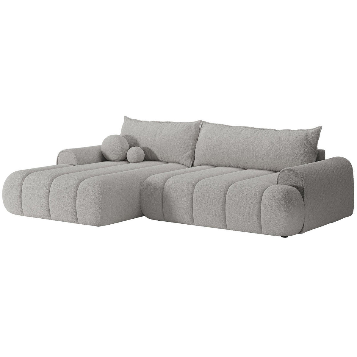 ECKSOFA Dandelino Hellgrau mit Bouclé-Bezug, links - Hellgrau/Schwarz, Kunststoff/Textil (271/172cm) - Selsey