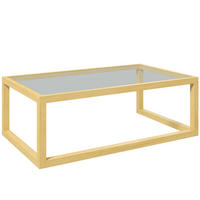COUCHTISCH DE-15831 mit Glasplatte Hellholz - Naturfarben, Holzwerkstoff (100/60/35cm) - ComfortXL