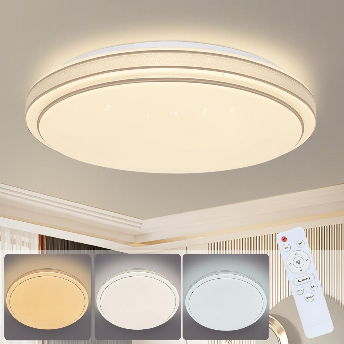 LED-DECKENLEUCHTE Zwillingsring 27/27/6 cm - Silberfarben, Kunststoff (27/27/6cm) - Nettlife
