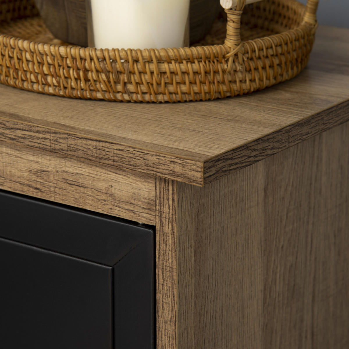 AKTENREGAL DE-14407 Industriedesign mit Metalltüren Schwarz/Holz - Braun, Holzwerkstoff (35/116.5/75cm) - ComfortXL
