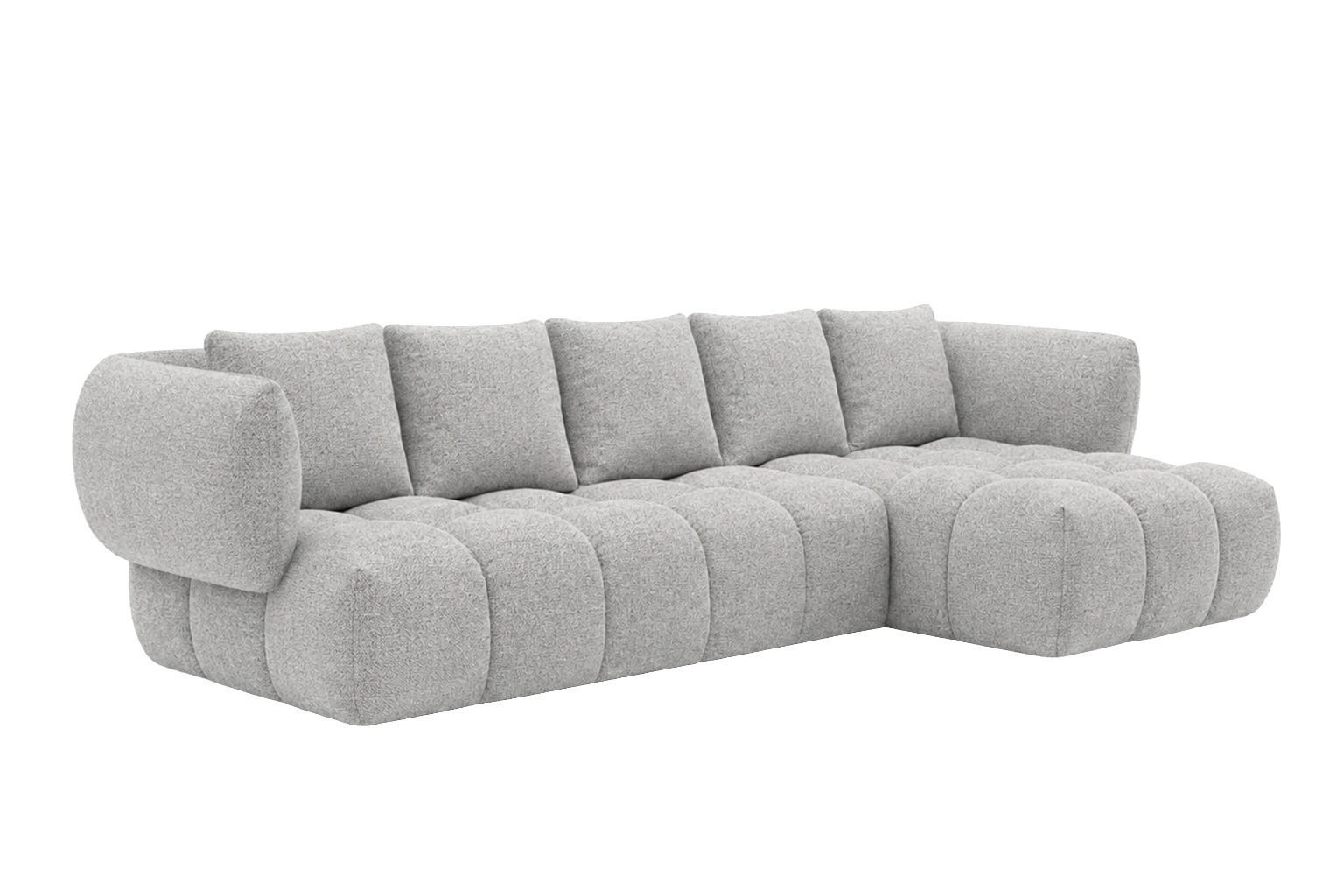 ROHOVÁ SEDAČKA ve tvaru L, žinylková tkanina Puente, Světle šedá, Pravá strana, SEVIO L - světle šedá, dřevo (242/175cm) - Kaiser Möbel