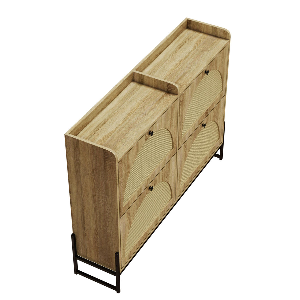 SCHUHSCHRANK 121(118)/91,5/25 cm Natur aus Spanplatte mit PE-Rattan - Naturfarben, Holzwerkstoff (118/91.5/25cm) - OKMYHOME