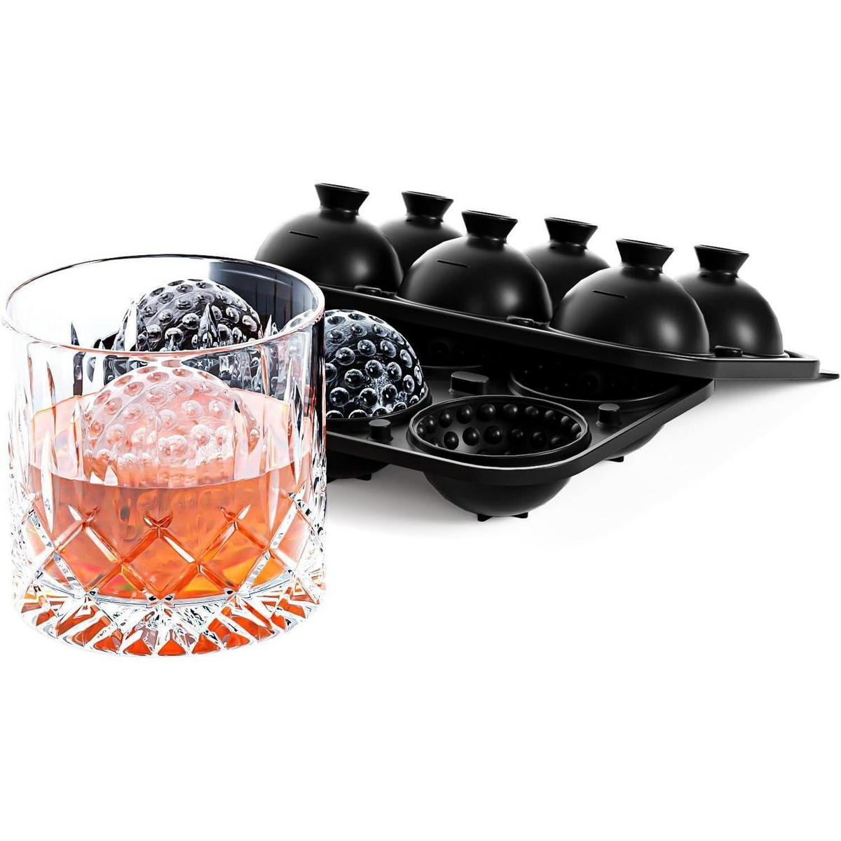 EISWÜRFELFORM Kugeln Golfball-Optik 5.5 cm - Schwarz, Kunststoff (6.7/21/14.5cm)