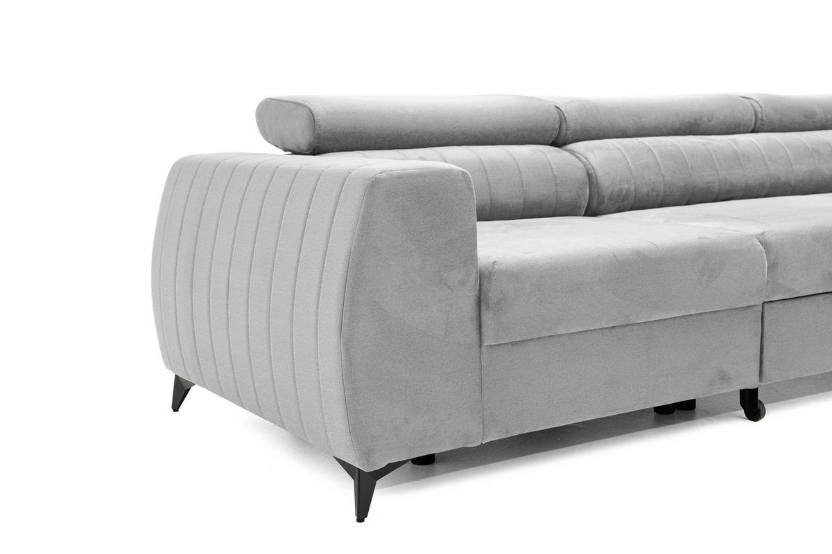 ECKSOFA PIERO MAXI Rechts mit Schlaffunktion 195x125 Velours Grau - Schwarz/Grau, Holz/Textil (203/350cm) - Muffo