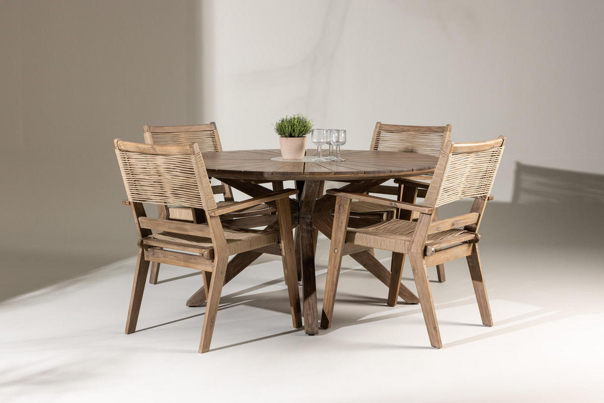 GARTENESSTISCH ROSARIO Braun 140x140x75 cm - Braun, Holz (140/140/75cm) - FURNLUX