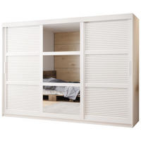 SCHWEBETÜRENSCHRANK 200/250/62 3-türig - Silberfarben/Weiß, Holz/Kunststoff (250/200/62cm) - MÖBEL KRYSPOL