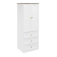 KLEIDERSCHRANK mit 2 Türen, 3 Schubladen und Kleiderstange Weiß 70x55x187cm - Ahornfarben, Fell (70/187/55cm) - SoBuy