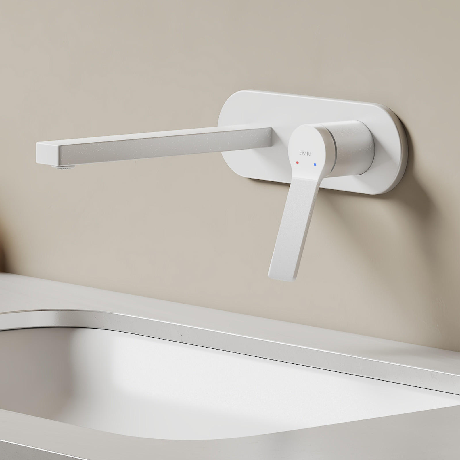 WASCHTISCHARMATUR mit Luftsprudler Messing Weiß - Weiß, Metall (21/7/28.8cm) - EMKE