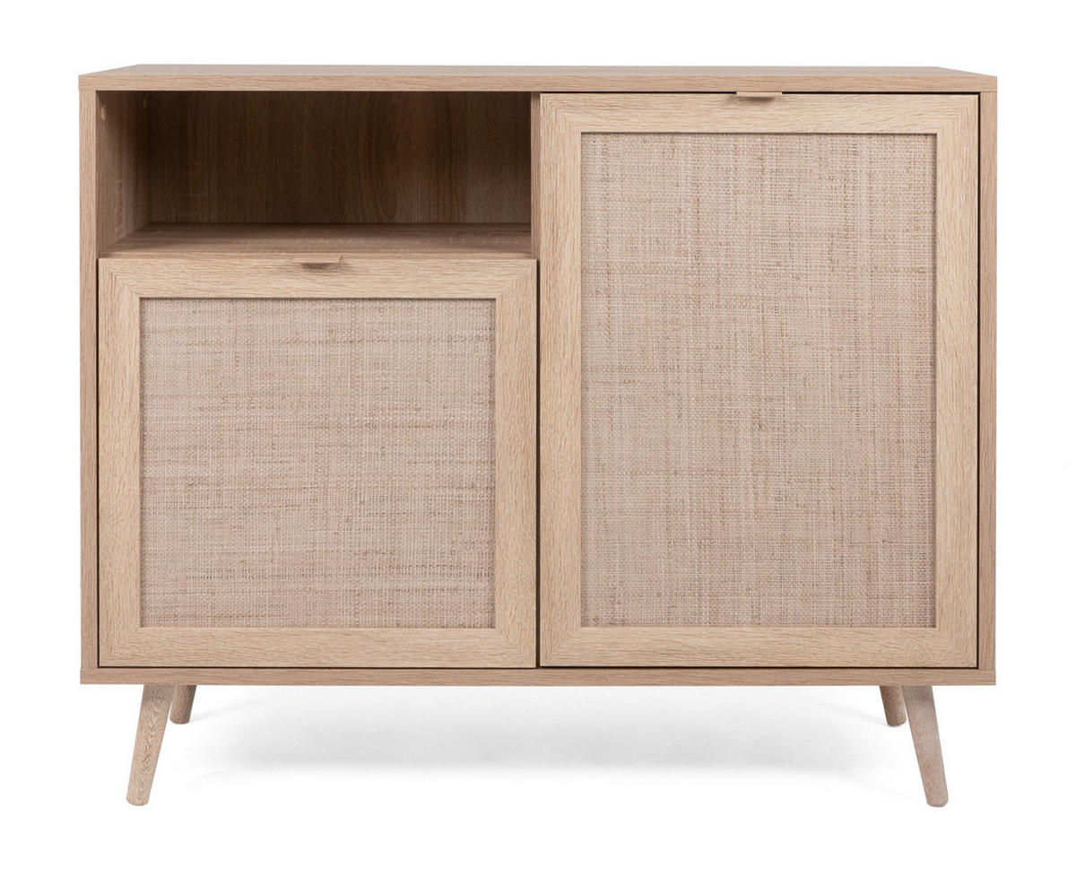 KOMMODE Eiche Sonoma, Bast-Dekor 102 cm, Anrichte skandinavisch - Eichefarben, Holz/Holzwerkstoff (102/87/40cm) - Furn.Design