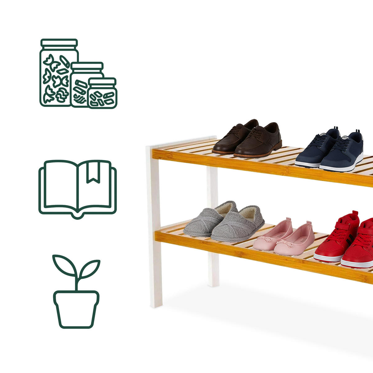 SCHUHREGAL - Hellbraun/Weiß, Holz (70/33/26cm) - Relaxdays