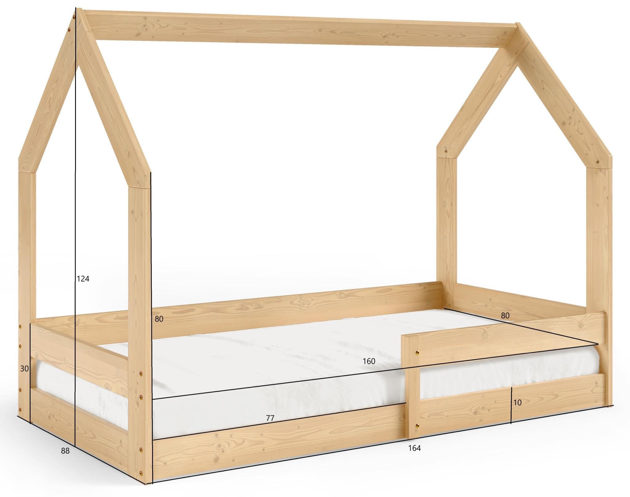 Thumbnail - Venasi Möbel Hausbett, Grau, Holz, 80x124x160 cm, Kinder- & Jugendzimmer, Kindermöbel, Kinderbetten, Hausbetten