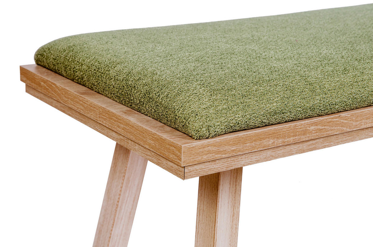 GARDEROBENBANK Die Zeitlose - Eichefarben/Grün, Holz/Textil (45/50/125cm) - Kundler Home