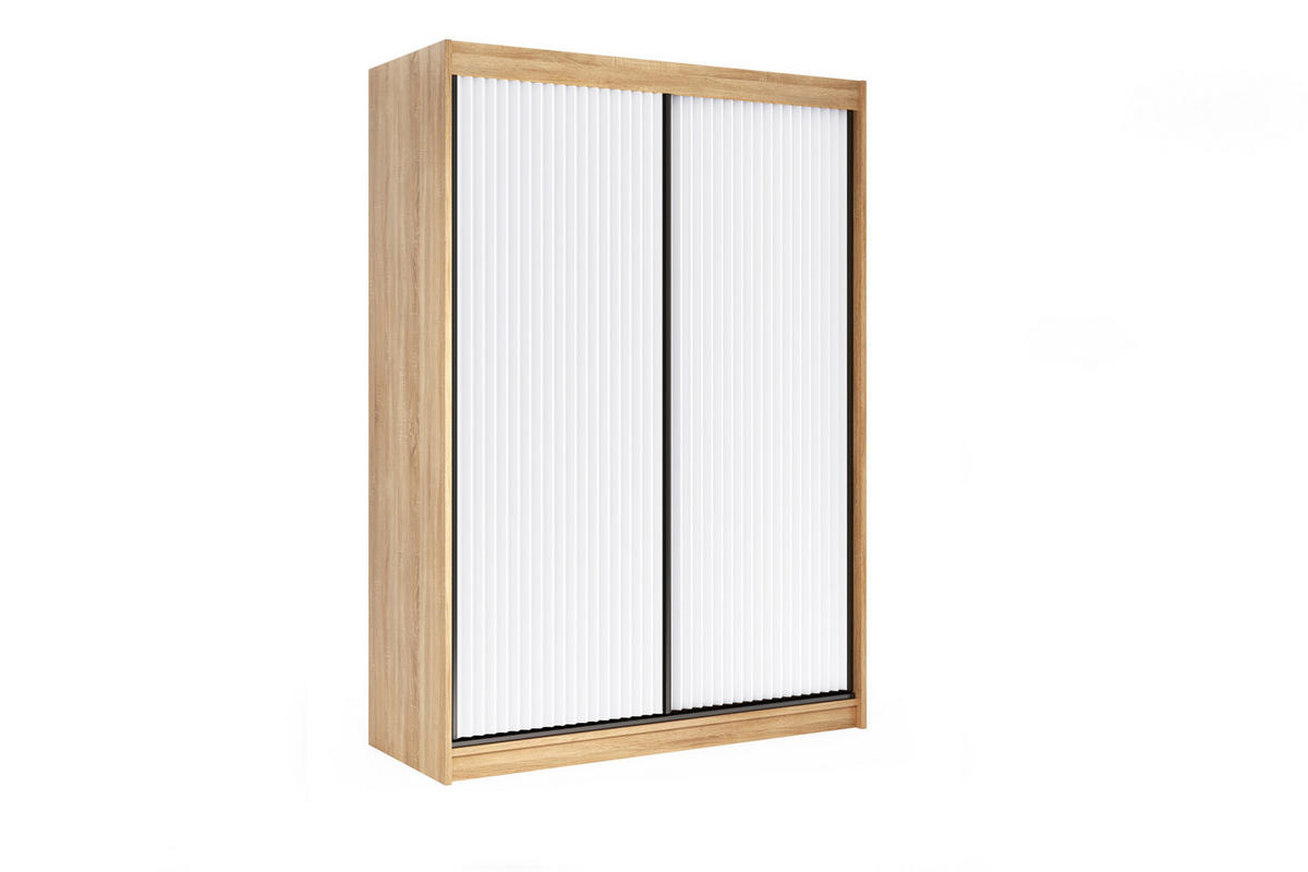 KLEIDERSCHRANK RYFLOX mit LED - 120 - Eiche Artisan|Schwarz - Schwarz/Eiche Artisan, Holzwerkstoff (120/215/61cm) - ALTDECOR
