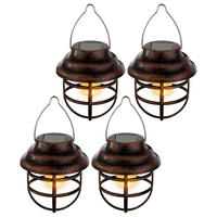 LED AUSSENLEUCHTE Rostoptik Braun 4er Set - Braun, Metall (8/8/14cm)