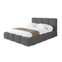 POLSTERBETT mit Bettkasten und Lattenrost mit Kopfteil, Boxbett ohne Matratze, mit Stauraum - NATA 160x200 Grau - Grau, Holzwerkstoff/Textil (160/200cm) - ALTDECOR