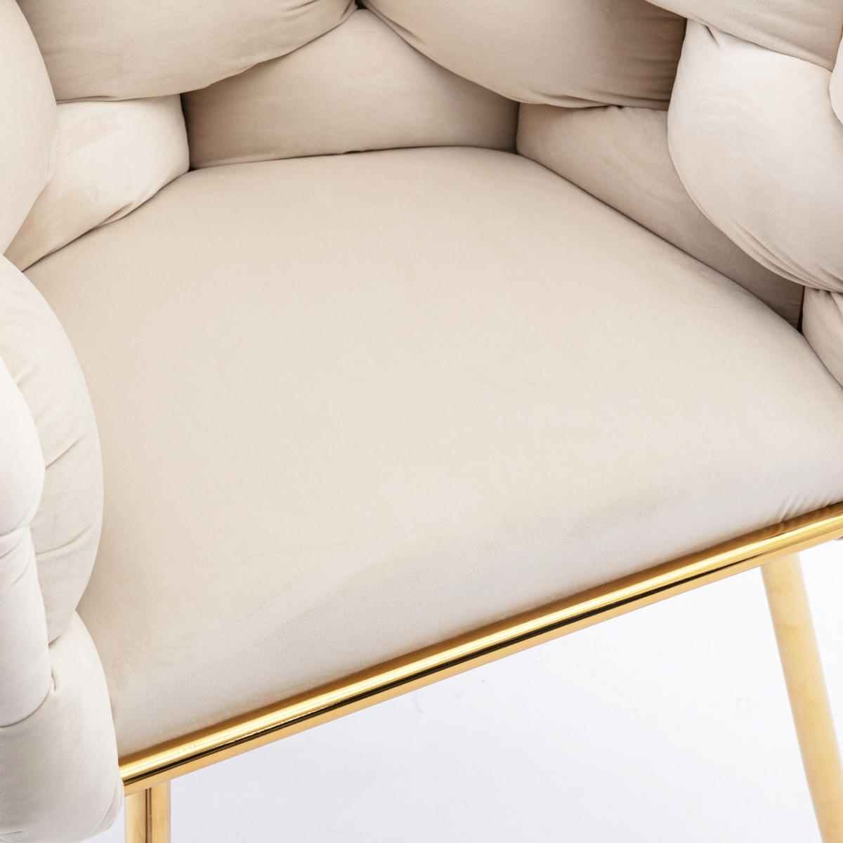 ARMLEHNSTUHL-SET 2 Stück Samt mit Gold-Metallgestell, DE-42349, Beige - Beige, Metall (58/75/59cm) - ComfortXL