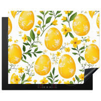 HERDABDECKPLATTE Blumen - Ostereier - Gelb Herdabdeckung Induktionsfeld 65x52 cm - Gelb, Kunststoff (65/52/0.2cm) - MuchoWow