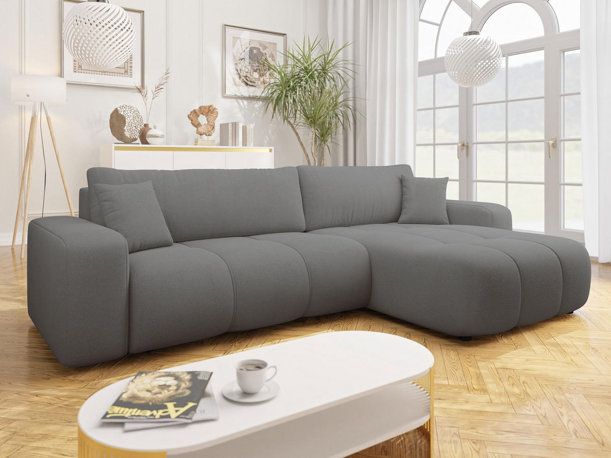 ECKSOFA Furyn Maxi - Dunkelgrau/Schwarz, Holz/Kunststoff (274/145cm) - MIRJAN24