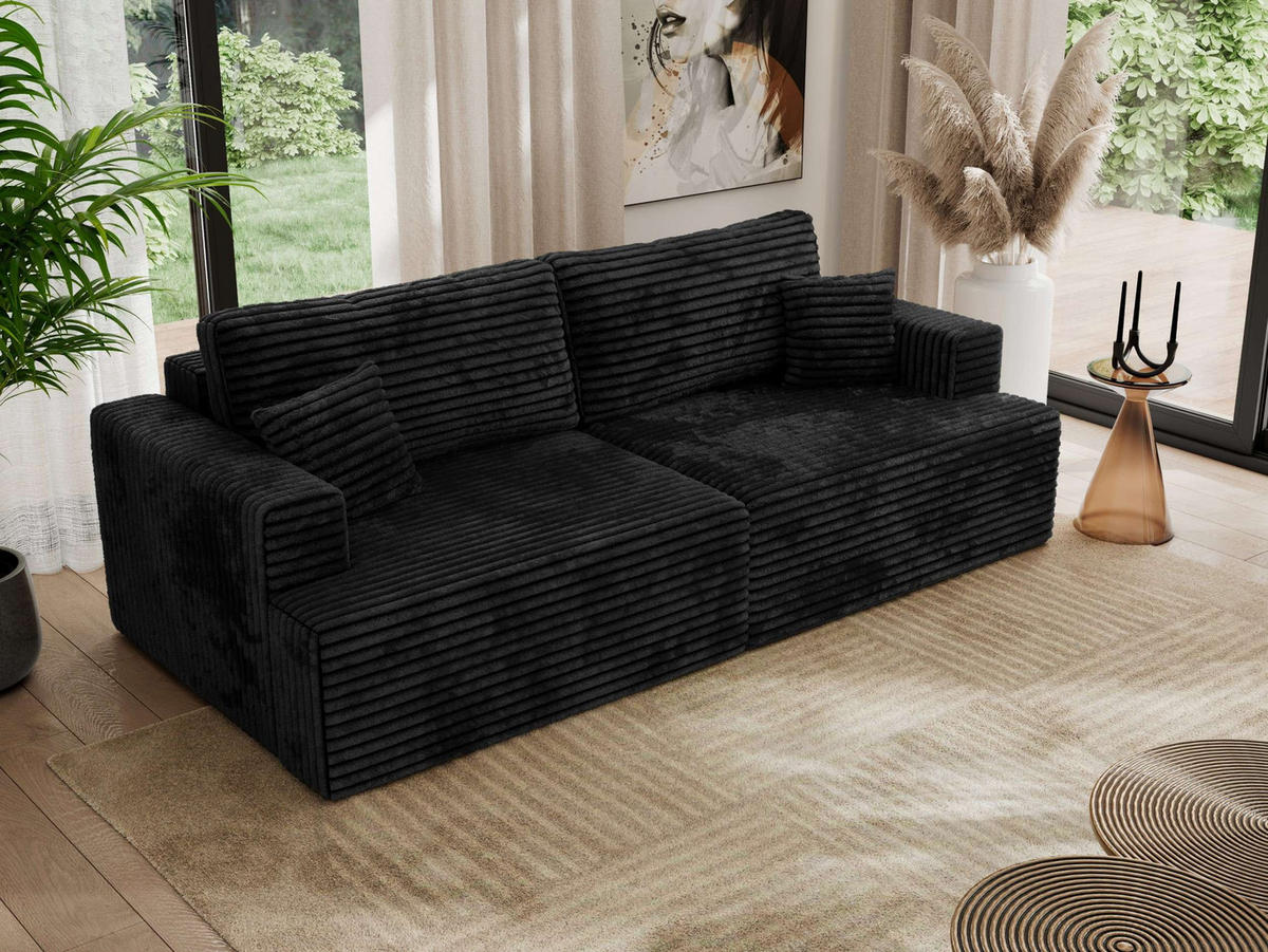 4-SITZER SOFA VIRELLA Schwarz Cord - Schwarz, Textil (240/88/115cm) - MKS