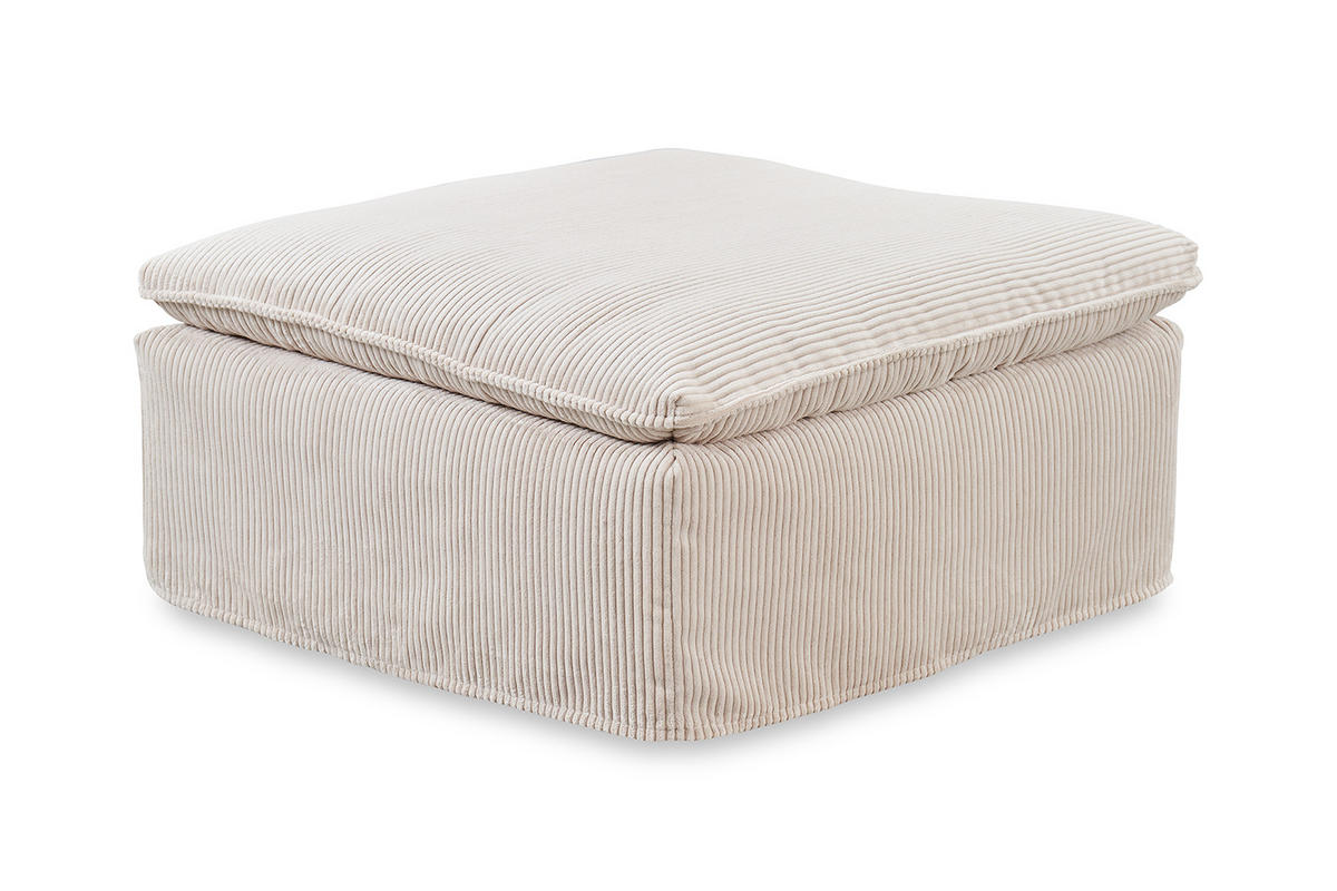 POLSTERHOCKER NETTA Cremeweiß Cord - Creme, Textil (90/46/90cm) - KAWOLA