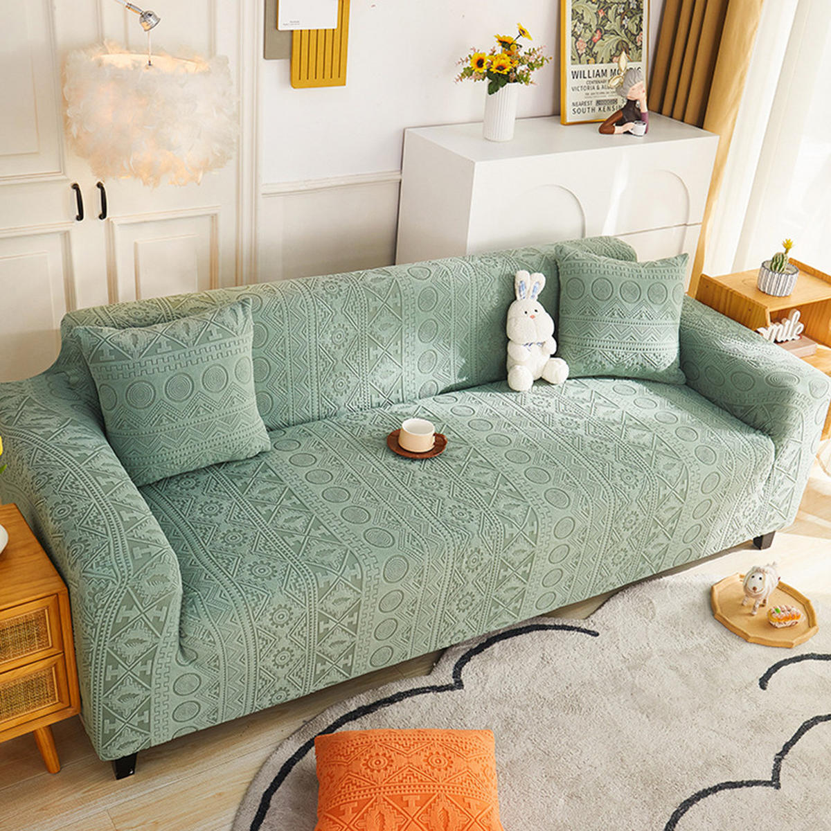 SOFABEZUG Grün 1-Sitzer 90–140 cm - Grün, Textil (90/140cm) - Kaket