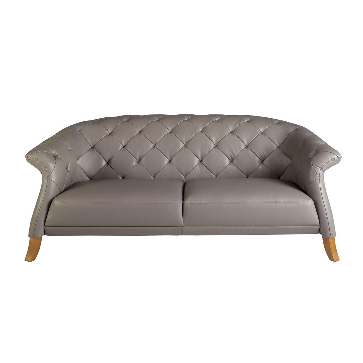 CHESTERFIELD-SOFA Chester Sofa 2 Sitzer grau Leder 207/104/82 cm - Grau/Honig, Leder (207/82/104cm) - ANGEL CERDA