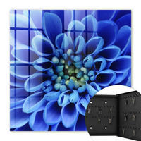 SCHLÜSSELBOX Schwarz 30x30 cm- Türöffnung nach rechts - Blaue Blume - Blau, Metall (30/30/5cm) - TULUP