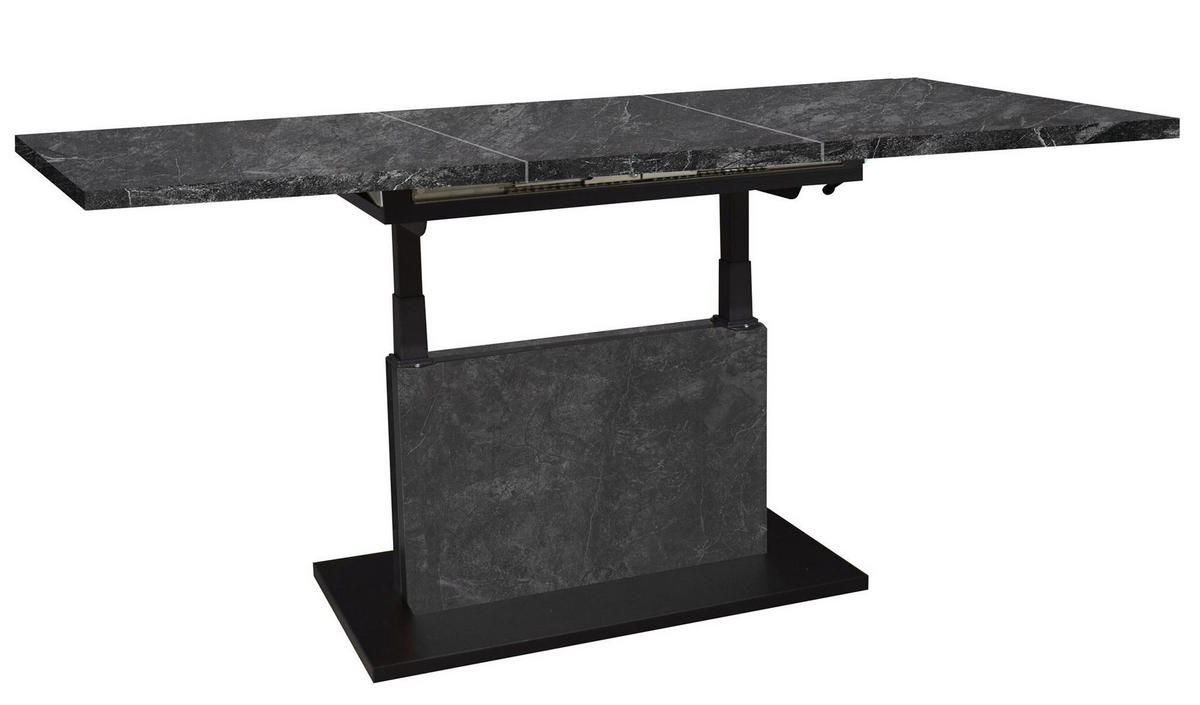 COUCHTISCH Höhenverstellbar Else 3 120x56x70 Holz Keramikoptik Grau - Schwarz/Grau, Holzwerkstoff (120/70/56cm) - 58aufmkessel