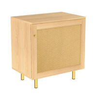 SIDEBOARD/NACHTTISCH, MDF in Naturholzoptik mit Rattan-Tür & Metallbeinen, 60/40/63 cm, Natur - Naturfarben, Holzwerkstoff (40/63/60cm) - Redom