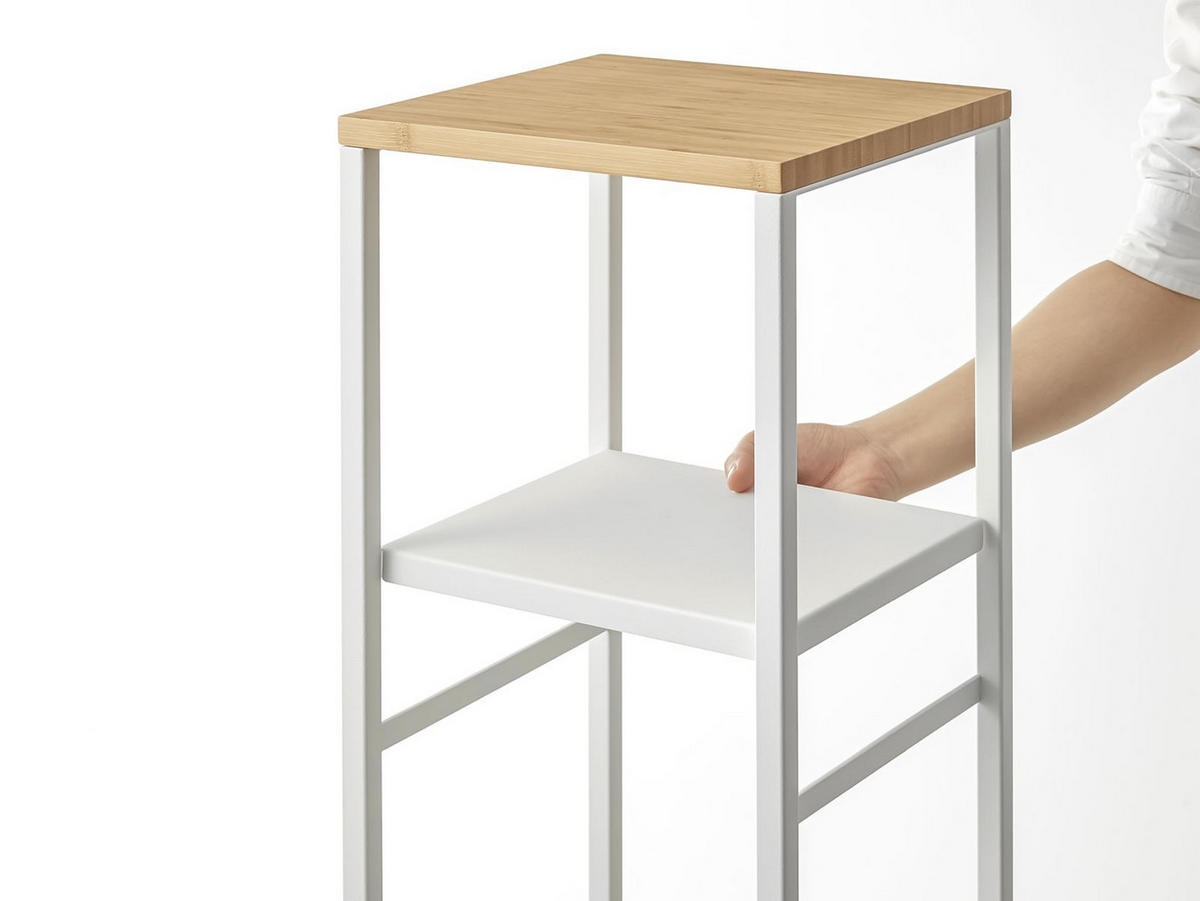 STANDREGAL Tower weiß 25/80/25 cm mit 2 Ebenen - Weiß, Holz/Metall (25/80/25cm) - Yamazaki