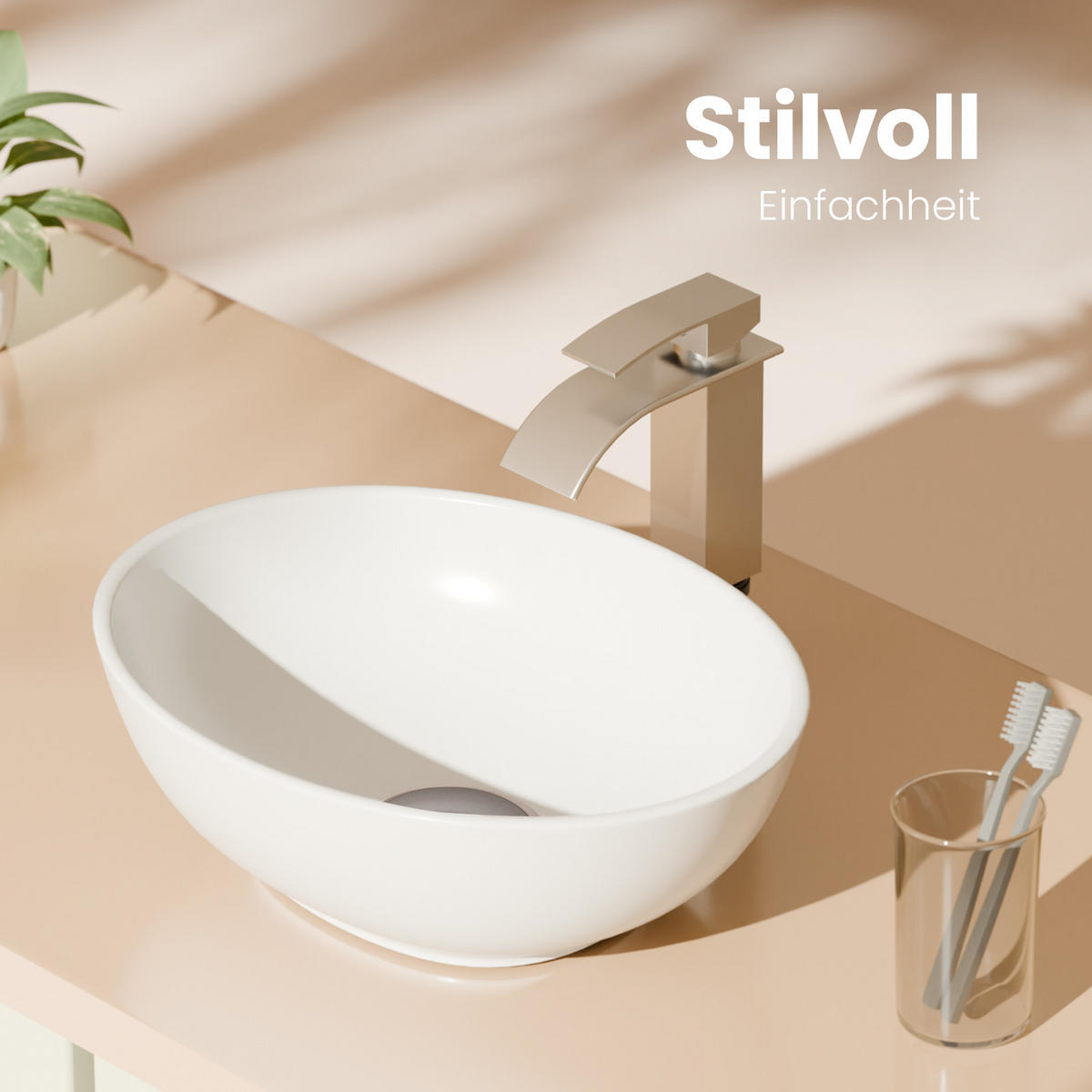 WASCHBECKEN mit pflegeleichter Oberfläche Weiß 41,5 / 33,5 / 13 cm - Weiß Hochglanz, Keramik (33.5/13/41.5cm) - EMKE