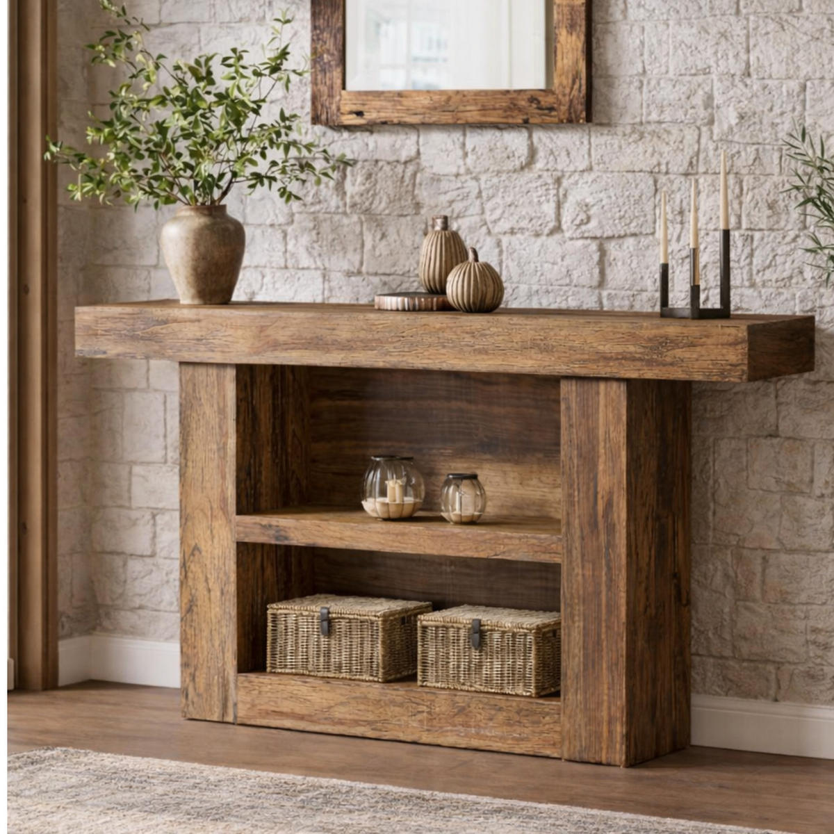 KONSOLENTISCH Holzoptik mit Ablage 160/30/80 cm - Ahornfarben, Holzwerkstoff (30/160/80cm) - Quality Elegance