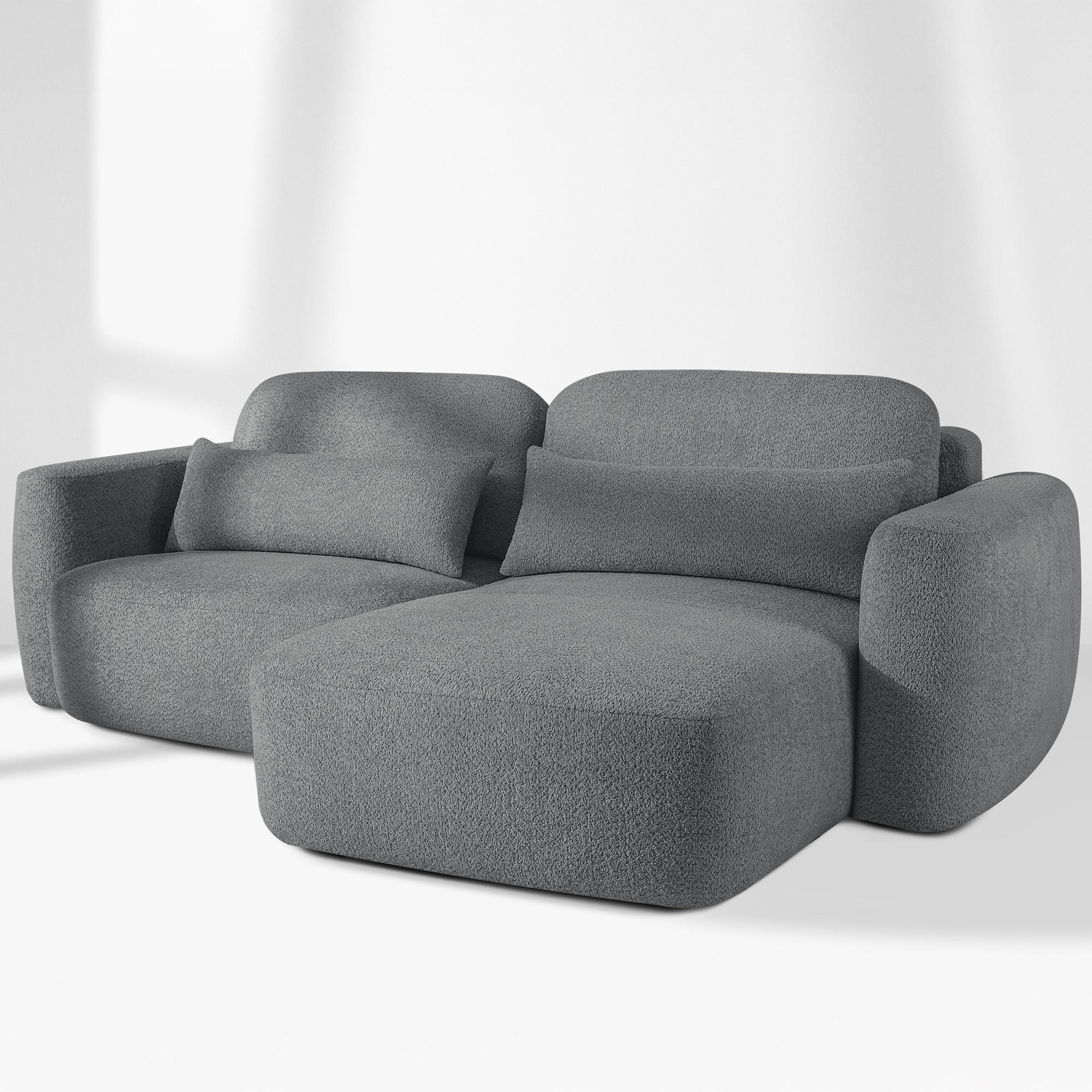 SITZGARNITUR ELOSA - Dunkelgrau, Holz/Textil (245/85/165cm) - KONSIMO®