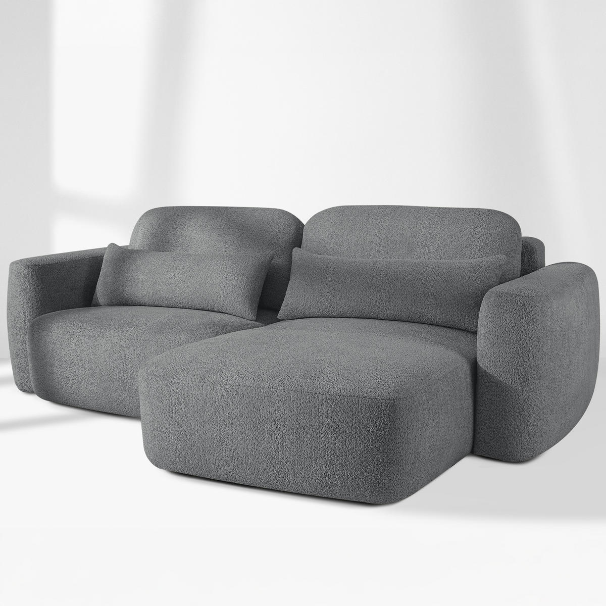 SITZGARNITUR ELOSA - Dunkelgrau, Holz/Textil (245/85/165cm) - KONSIMO®